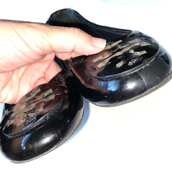 TORY BURCH Black Patent Leather Ballet Flats Shoes Size 6 - Picture 5 of 12